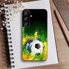 Fire Football Soccer Ball  Phone Case For Samsung Galaxy A73,A21s,A22,A31,A52,A53,A71,A41Soft Black Shell