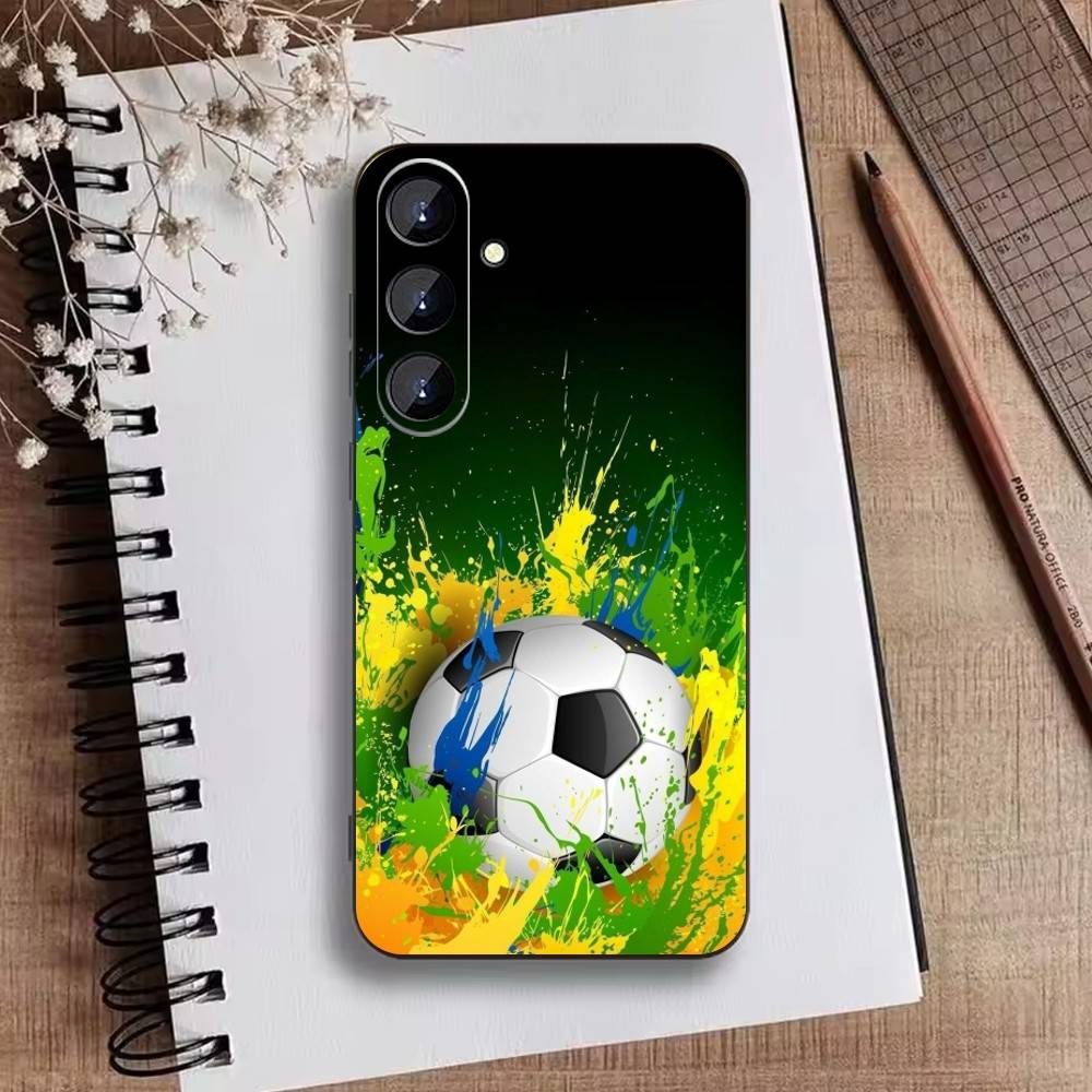 Fire Football Soccer Ball  Phone Case For Samsung Galaxy A73,A21s,A22,A31,A52,A53,A71,A41Soft Black Shell