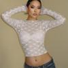Casual Sexy Lace Crop Top for Women – Stylish Figure-hugging Long-sleeved Top for Night Out Summer