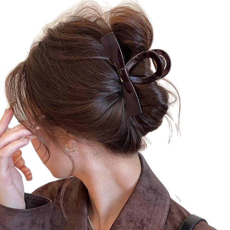 Elegante Pinza Artiglio a Fiocco per Donna - Grande Fermaglio per Capelli, Stile 2024, Perfetta per Acconciature Raccolte, Autunno/Inverno, Look di Alta Gamma, Design a Squalo.
