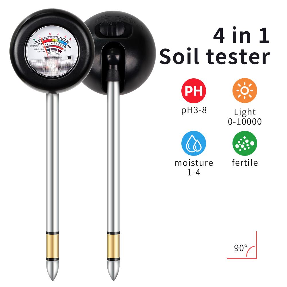 

Портативный 4 в 1 тестер почвы многофункциональный детектор pH света плодородия влажности почвы измеритель pH почвы для посадки в горшках чёрный