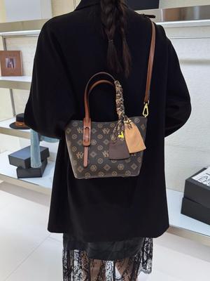 Trendy European & American Style Letter Print Tote & Crossbody Handbag