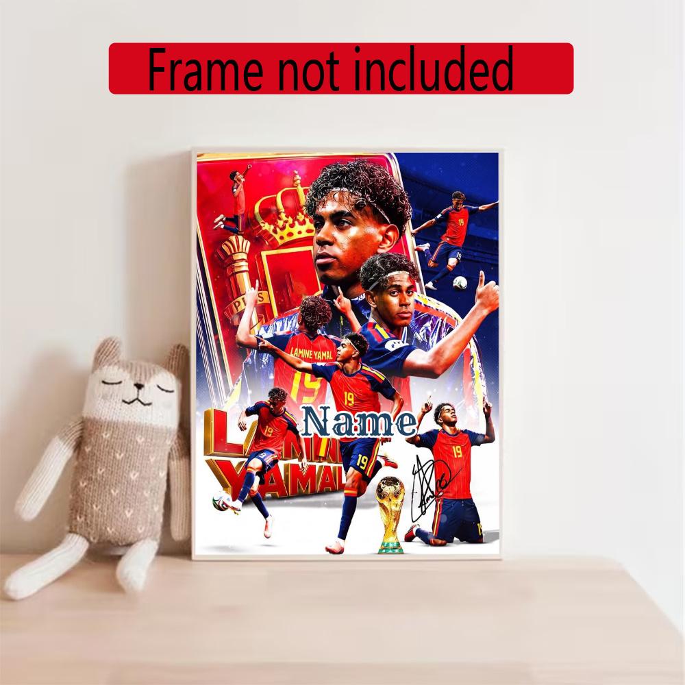 Lamin Yamal Customize Text Diamond Painting Round Diamond Mosaic Suitable For Beginners Diamond Painting Rhinestones Gift Frameless