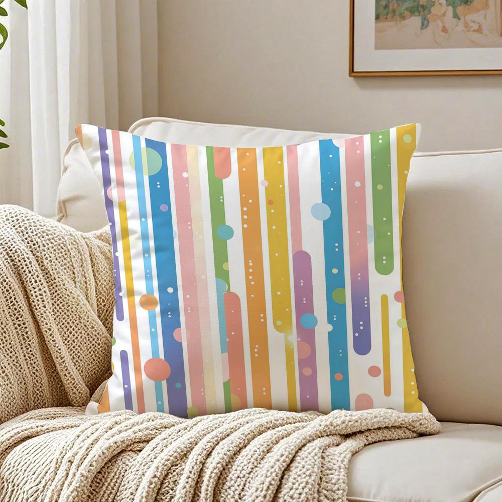 Classic Striped Cushion Cover Linen Pillowcase Soft for Sofa Bed Home Room Decor
