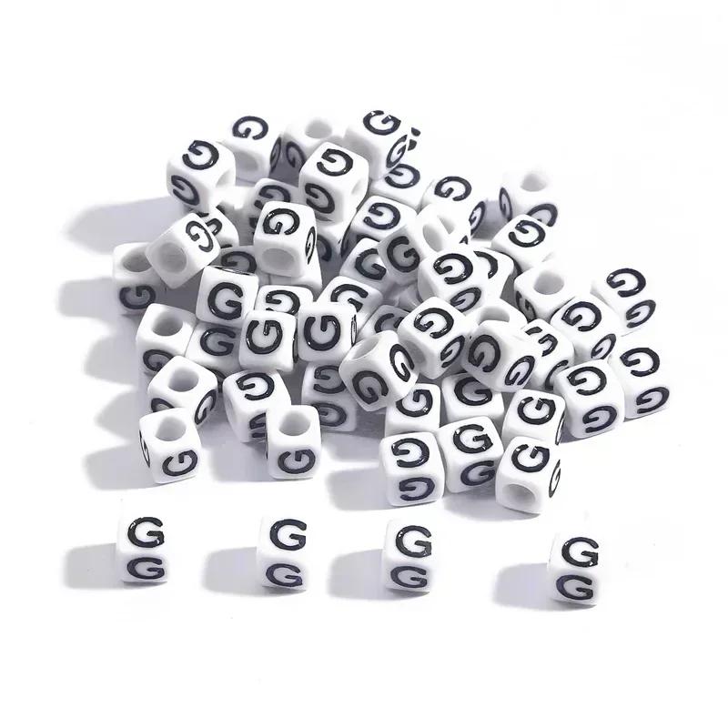 100-500pcs Acrylic A-Z Letter Bead White Square Cube Alphabet Bead for Jewelry Making Diy Bracelet Necklace Earrings Accessories
