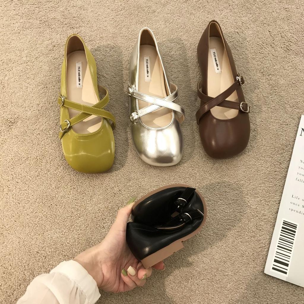 Rundkopf sanft silberne einzelne Schuhe Damen 2025 Fee flache Mary Jane Schuhe Damen Sommer