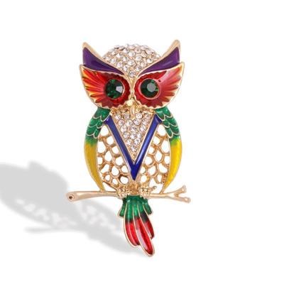 Fashion Vintage Owl Brooch Women'S Hollow Rhinestone Enamel Animal Pin Versatile Coat Corsage Accessories