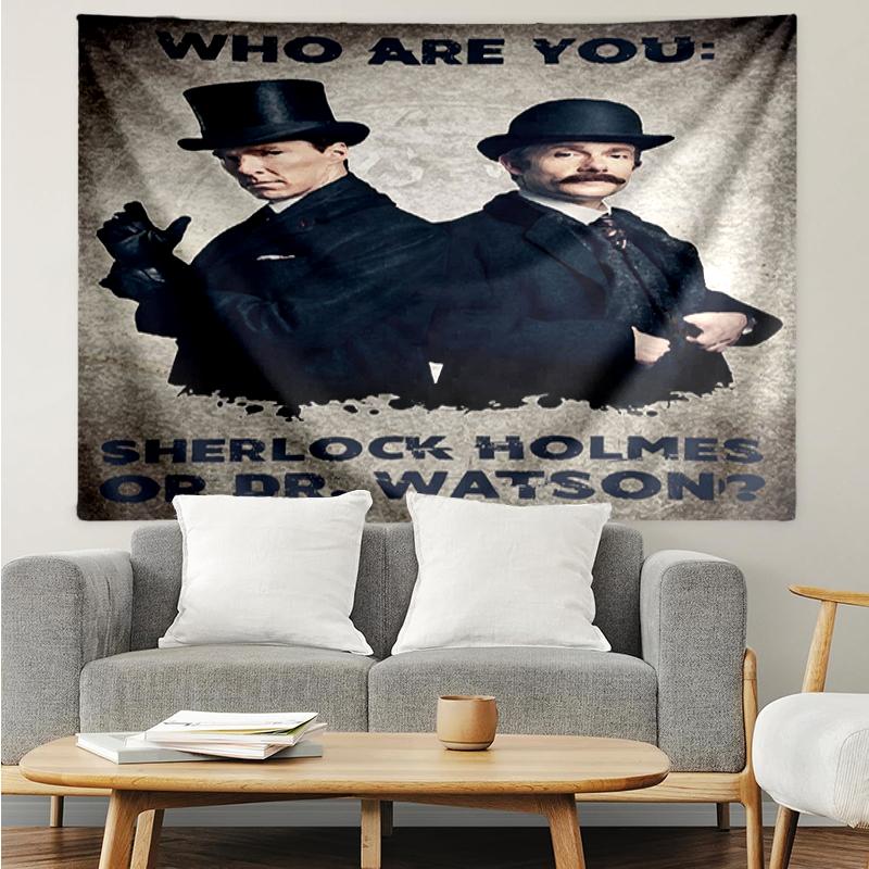 Sherlock Holmes Print Tapestry, Backdrop, Easy Setup, Ideal for Bedroom, Office & Living Room, with Aesthetic Wall Hanging Decor.