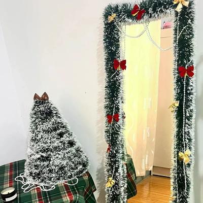 New Christmas Garland Home Party Wall Door Decor Xmas Tree Ornaments Tinsel Strips With Bowknot Party