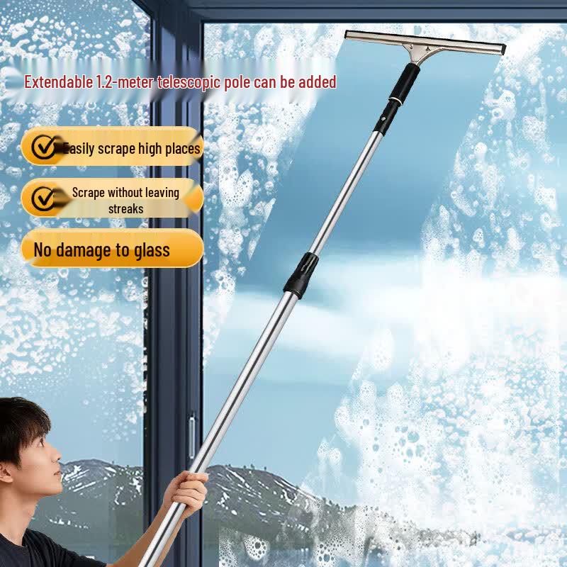 Telescopic Window Cleaner with Scraper and Wiper