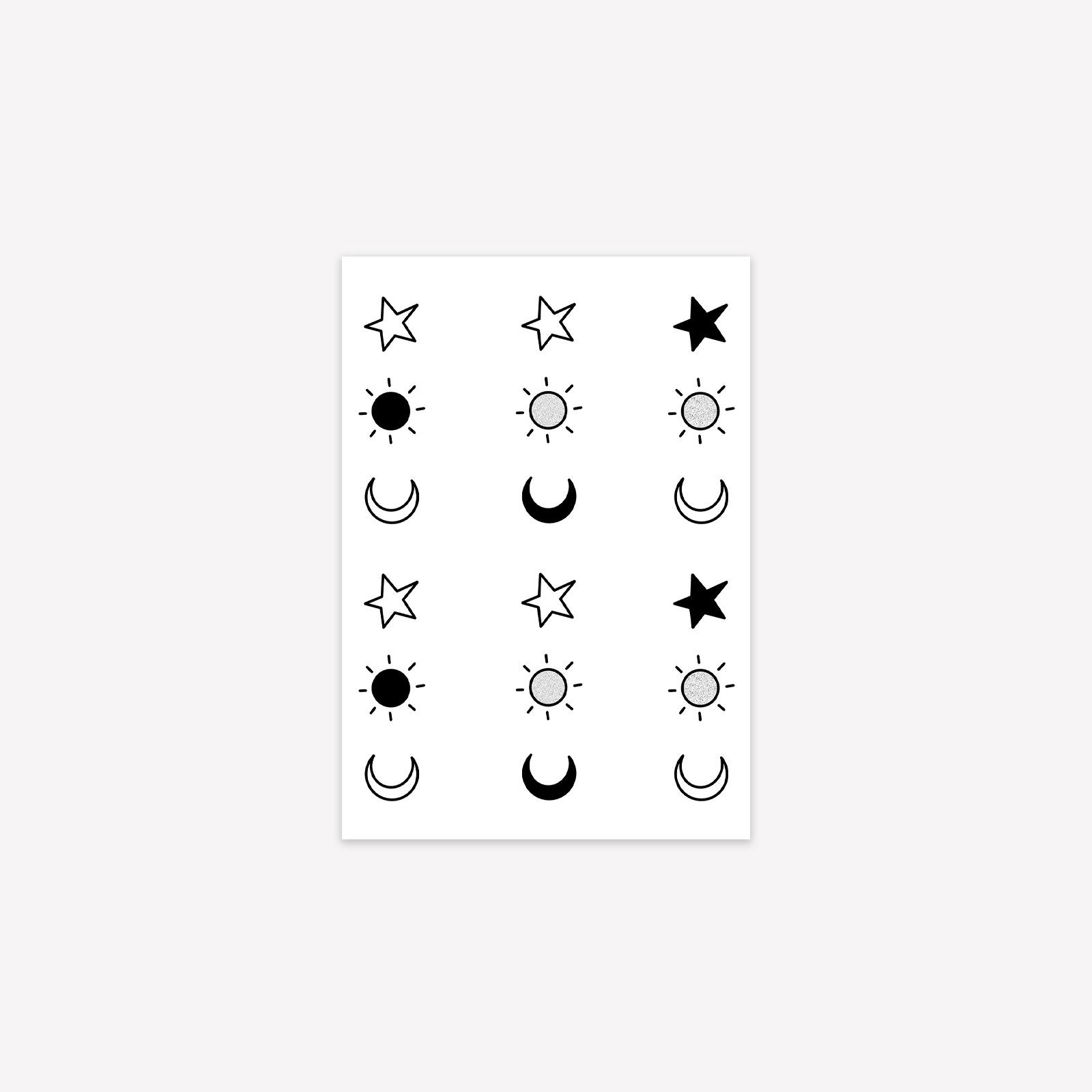 Sun And Moon Star Tattoo Stickers High-End Niche Simple Small Fresh Wrist Tattoo Stickers 7*10