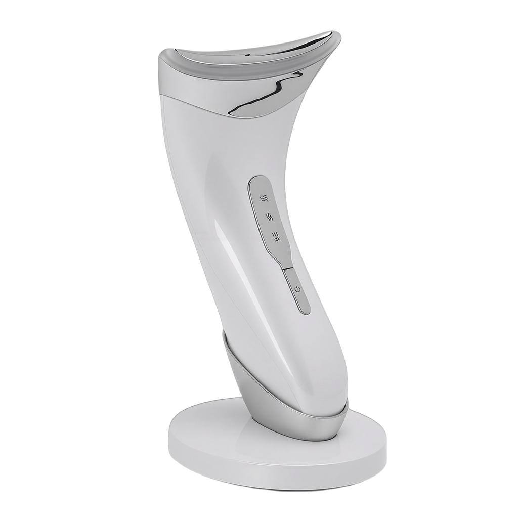 LED Light Face Neck Massager 3 Colors Light 113 Fahrenheit Heating Vibrating Double Chin Lifting Neck Massager White