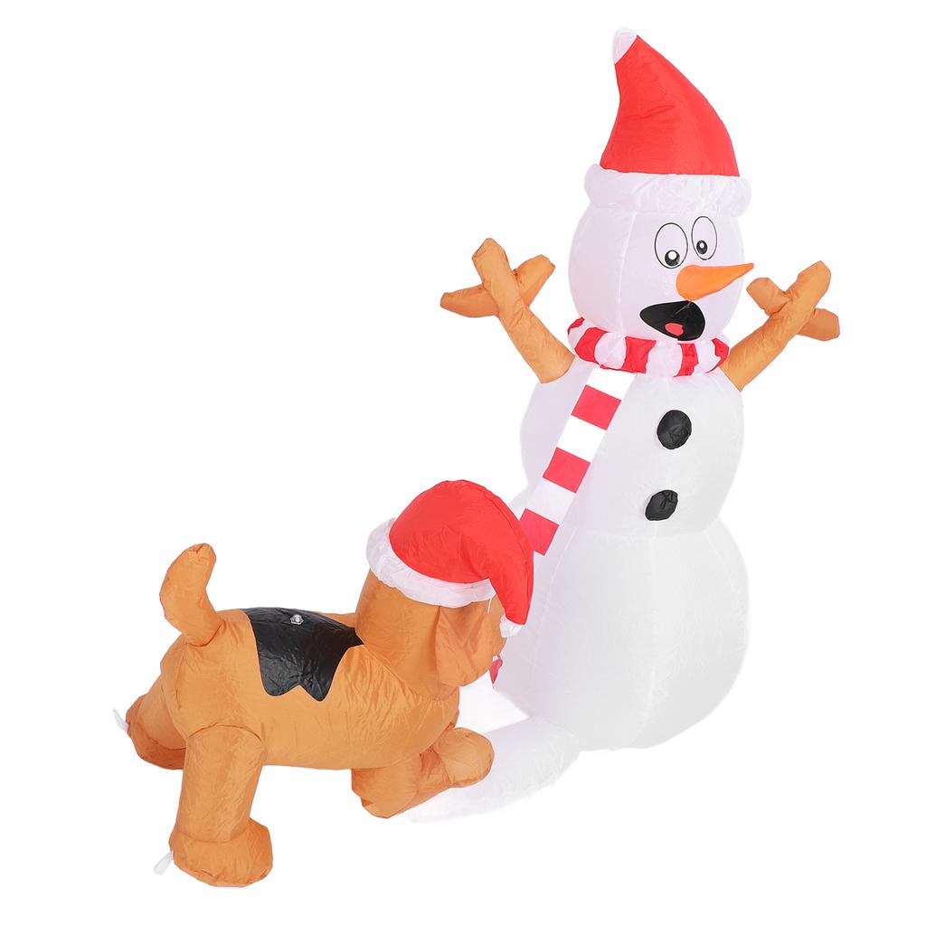 3.6ft Inflatable Snowman with Bite Dog White LED Lights Garden Yard Decorations IP44 Water Resistant