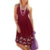 Women's Sleeveless Flower Dress with Printed Loose Vest Dress