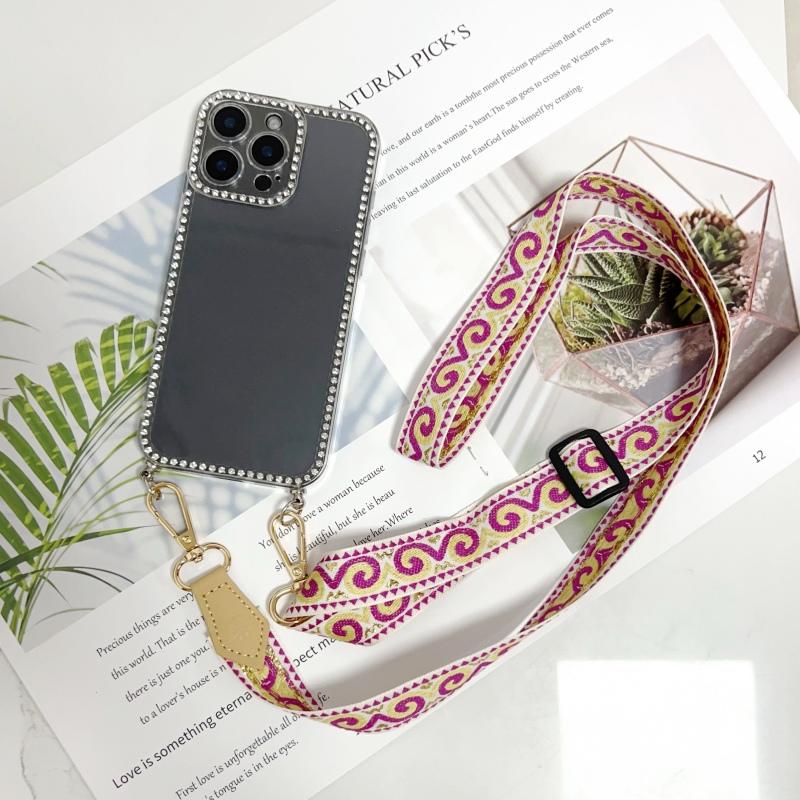 Spun Gold Retro Lanyard Case For Samsung Galaxy S25 Ultra S20 S21 S22 S23 FE S24 Plus A56 Crossbody Strap Diamond Clear Cover