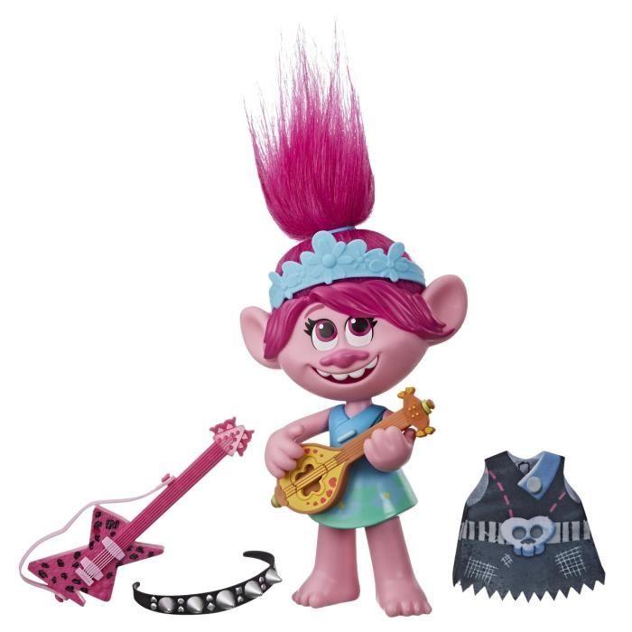Les trolls 2 tournée mondiale de dreamworks - figurine poupee poppy pop &amp; rock