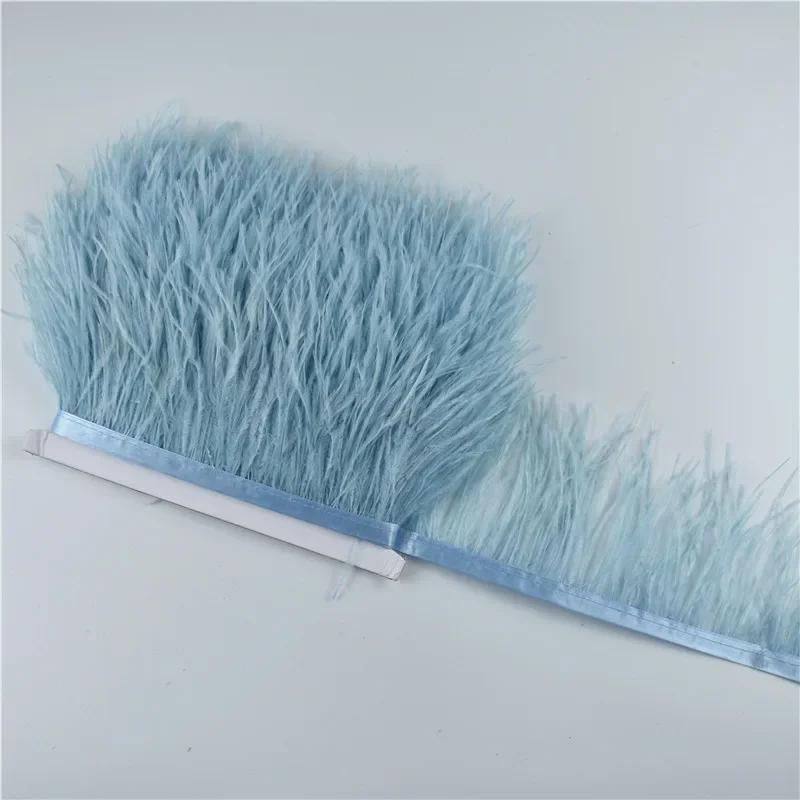 1M 5M 10Meter 8-10Cm Black Ostrich Feather  Trims Natural White Ostrich Feather For Craft Ribbon Fringe For Skirt Party Clothing