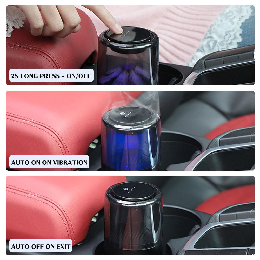 Auto Spray with Timer Ambient Atmosphere Light Smart Car Mist Diffuser Fragrance Machine USB Rechargeable Car Interior Decor