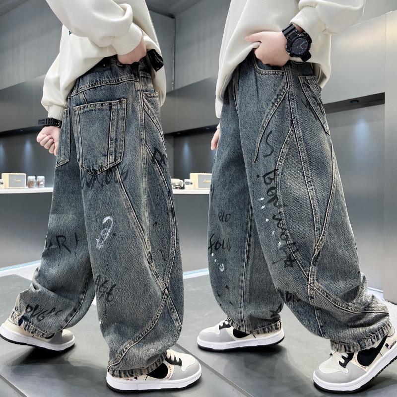 Children's Clothing Boys' Pants 2026 New Denim Spring Boys' Spring and Autumn Styles Mid To Large Children's Casual Pants Trend