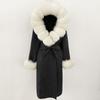 OFTBUY Autumn Winter Women Coat Real Natural Fox Fur Collar Hooded Double-faced Woolen Blends Jacket Thick Warm Casual Overwears