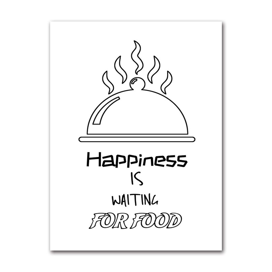 Life Minimalist Poster Picture For Kitchen Home Deco Nordic Wall Art Canvas Print Black And White Cartoon Painting Pop Tableware