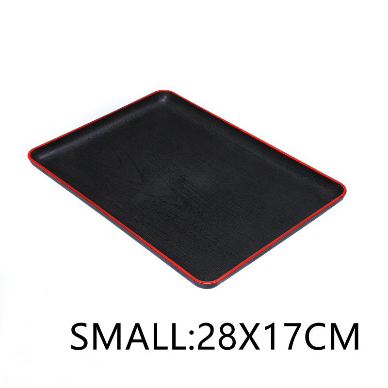 

Пластиковый прямоугольный поднос, креативный черный поднос для хранения под дерево, подставка для посуды, чашки, тарелка для завтрака, хлеба, кухонные принадлежности