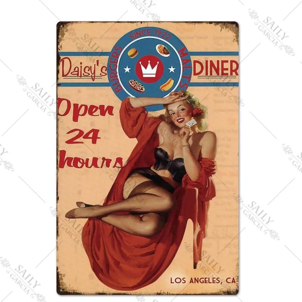 Vintage Surfing Girls Metal Sign Posters for Home Decor Fashion Art Wall Mural Bar Pub Sign Decor Metal Plate