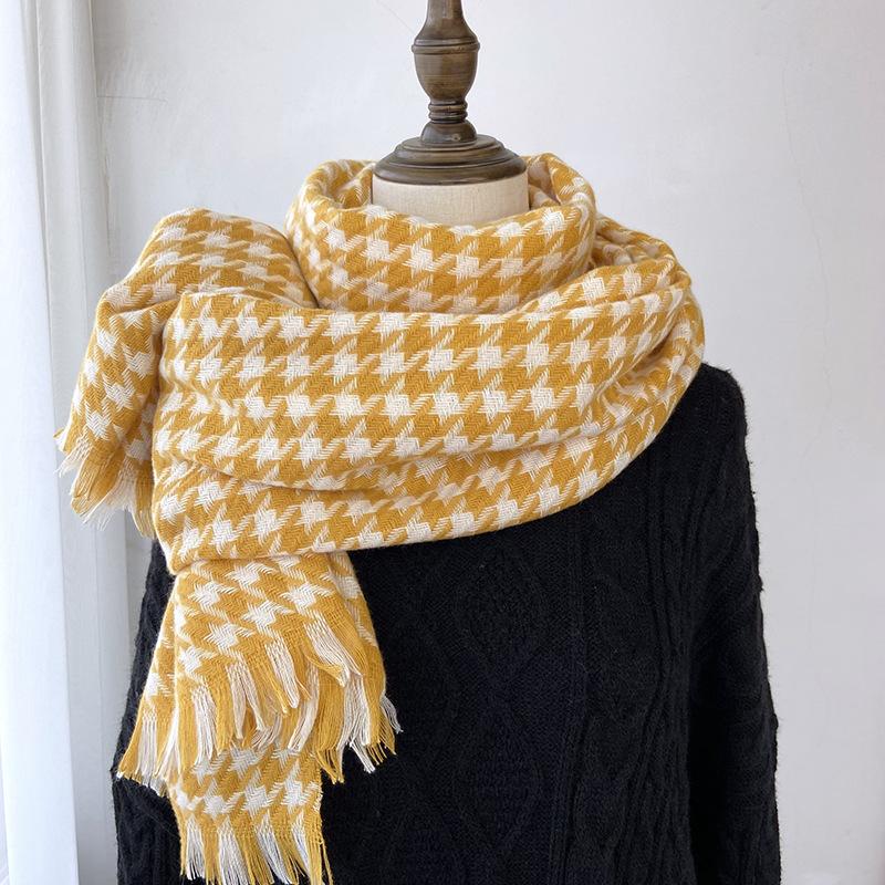 Plaid Scarf Women's Winter New Qiandongge Scarf Imitation Cashmere Warm Fringed Shawl Thickened