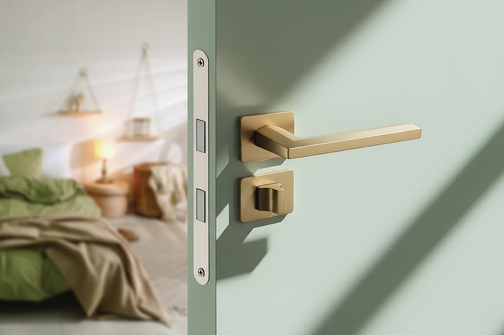 Klamka Do Drzwi Wewnętrznych Libia Ii Złoto Szczotkowane Szyld Premium