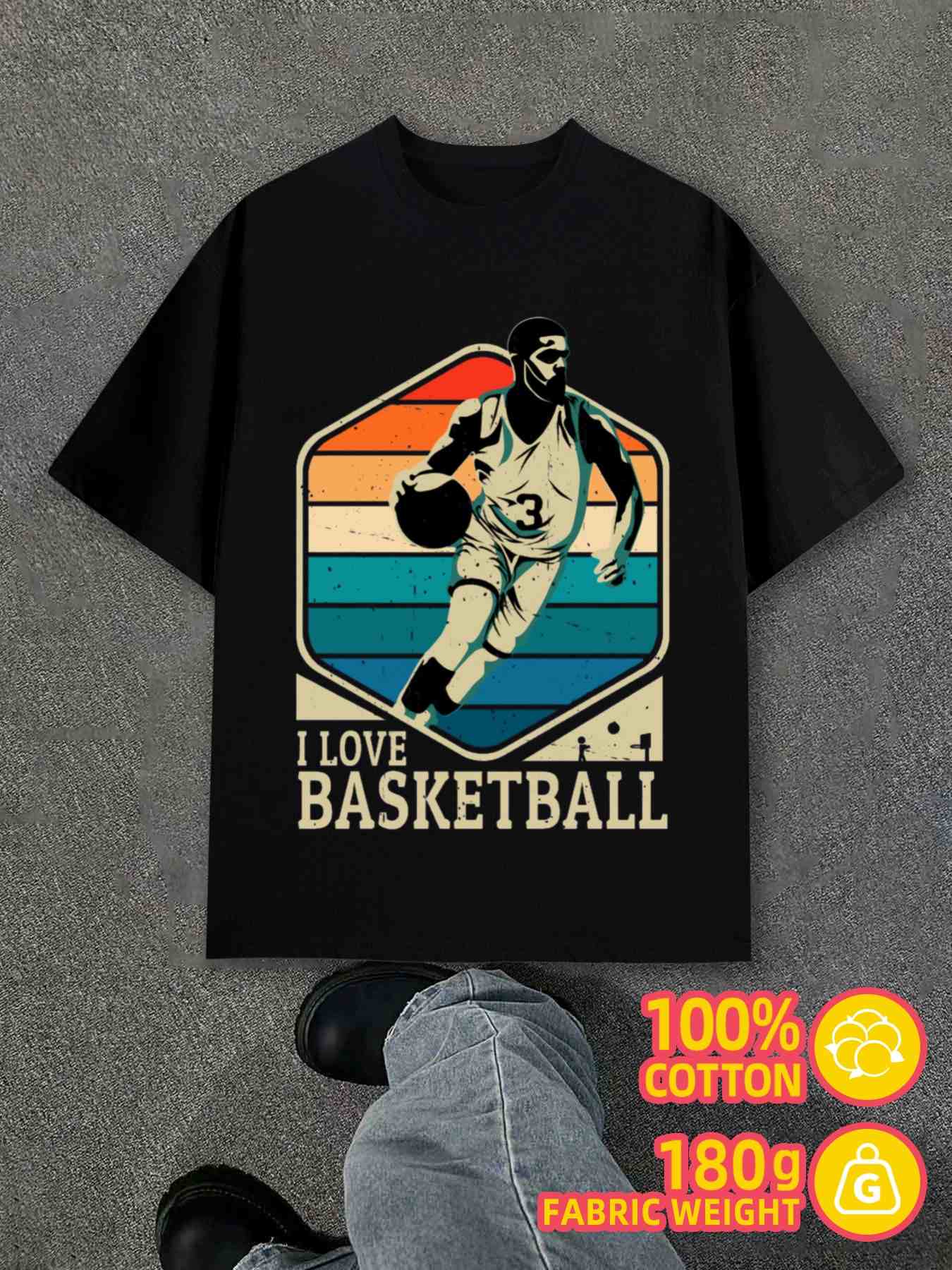 T-Shirt Y2K Basketball Love Black Regular Fit S