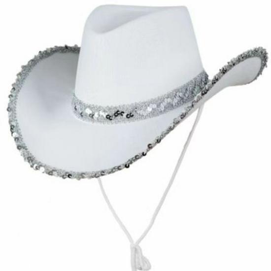 

Pink Cowboy Hat with Silver Edged Crown for Masquerade Party One Size