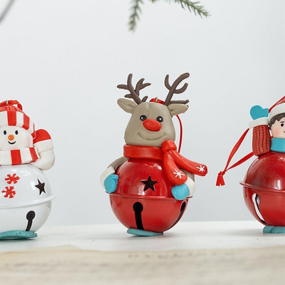 Cute Design Christmas Tree Hanging Bells Santa Claus Xmas Decor Cartoon Snowman Pendant  Festival