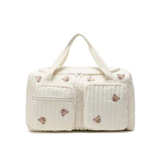 Bolsa de Fraldas Acolchoada Leve Grande Capacidade Padrão de Urso Bolsa para Mamãe com Alças de Ombro Acolchoadas Alça Superior Organizador Espaçoso