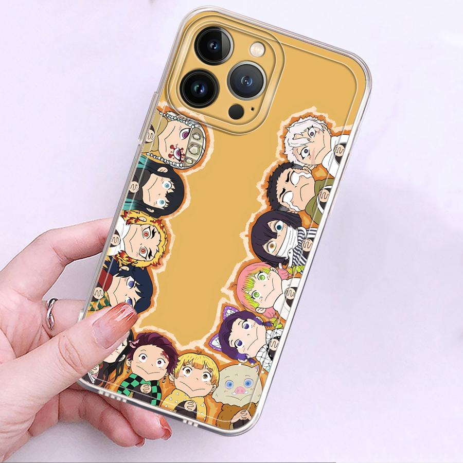 Soft Phone Cover Case for iPhone 17 Pro Max XR 15 11 16 XS Max 13 Pro 12 Mini Air 14 Plus 7 8 D-Demon S-Slayer Cute