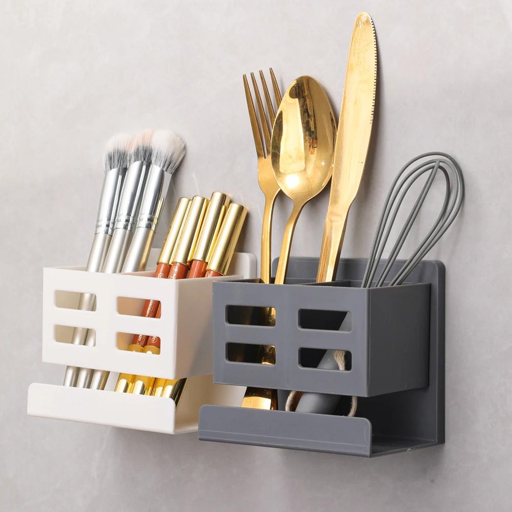 New Hole-free Multifunctional Washbasin Storage Tube Bathroom Toothbrush Razor Storage Rack Wall-mounted Bathroom Supplies