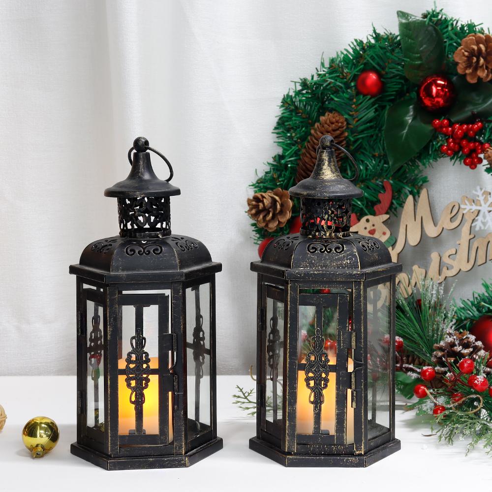 Vintage Candle Holder Lanterns 10 Inch High Decorative Hanging Lantern Bird Cage Metal Candle Holder Black Garden Home Decor