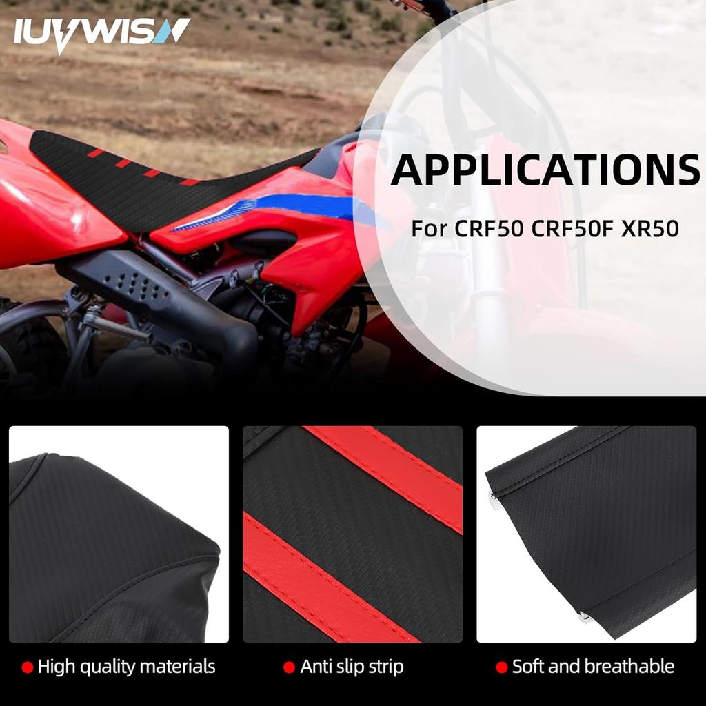 Motorcycle Ribbed Seat Cover for CRF50 CRF50F XR50 CRF 50 50F XR 50 Dirt Pit Bike Wrap Soft Seat Cushion Covers Protection Red