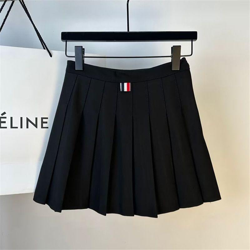 

Cotton Blend Extended Version Pleated Skirt High Waist Slimming Versatile Short dress Preppy Skirt Pantskirt Women Spring and Summer Mid Skirt Black L