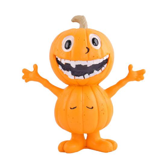 Statuetta Uomo Zucca Decorazione Zucca di Halloween Resina Scultura Zucca Spettrale per Decorazione da Tavolo da Interno Esterno Mensola