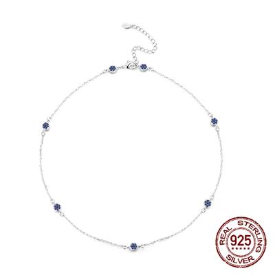 Neuer Eingang 925 Silber Hypoallergen Minimalistisch Blauer Zirkon Zierliches Choker-Halskette Trendiger Schmuck Geschenk für Frauen
