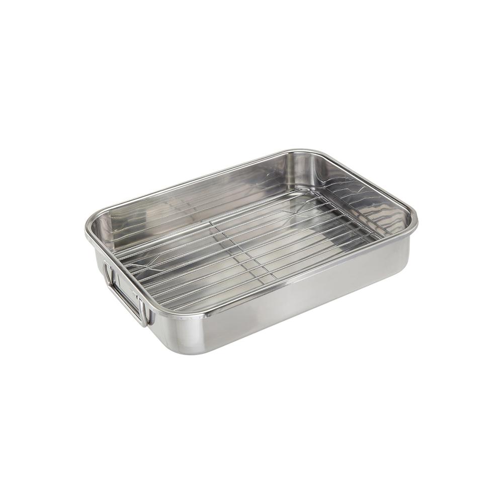 1 Set Stainless Steel Roasting Tin with Rack Perfect for Roasting Large Amounts of Meat or Vegetables for Christmas Kitchen Tool