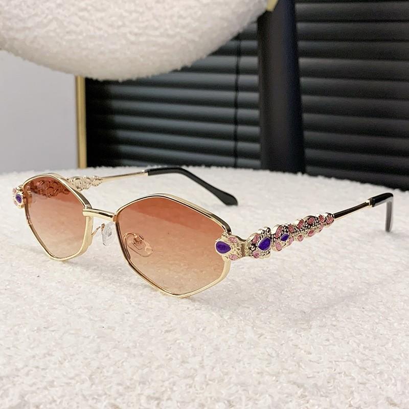 Polygon Metal Sunglasses For Men And Women Uv400 Sun Protection Fashion Outdoor Travel