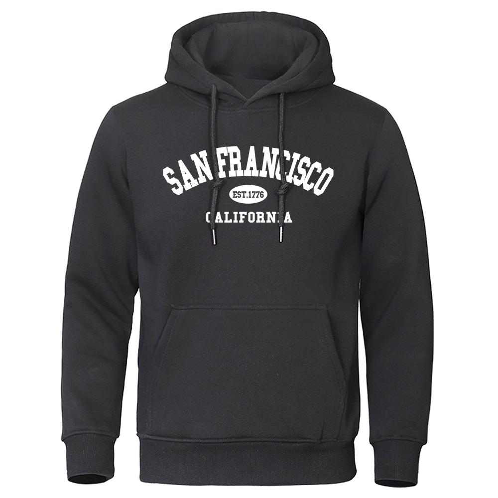 

Sanfrancisco Est.1776 California Letter Printing Hoody man Fashion Loose Sweatshirt Cotton Quality Clothing Soft Casual Hoodies 3XL