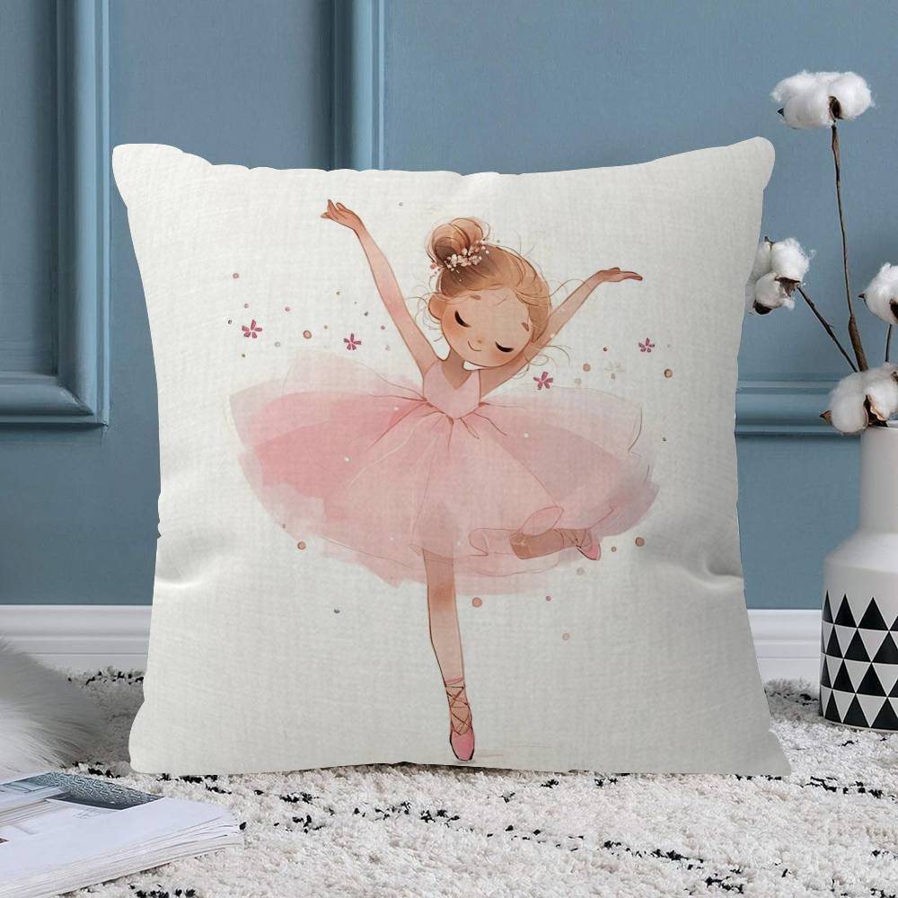 Pink Ballerina Girl Butterfly Pillow Gift Home Office Decoration Bedroom Sofa Car Cushion Cover Case X