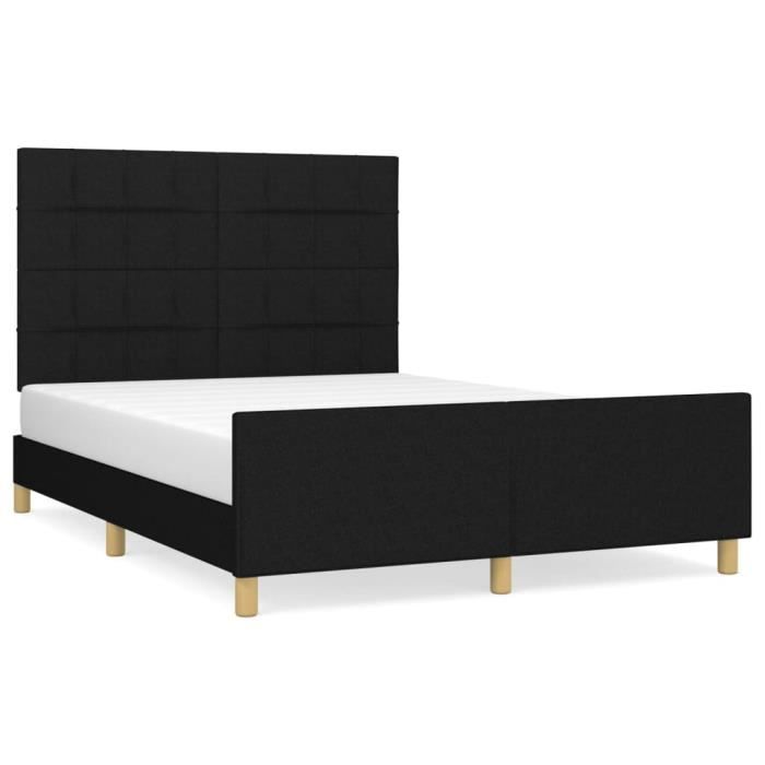 VidaXL Cadre de lit avec tête de lit Noir 140x190 cm Tissu 3125051