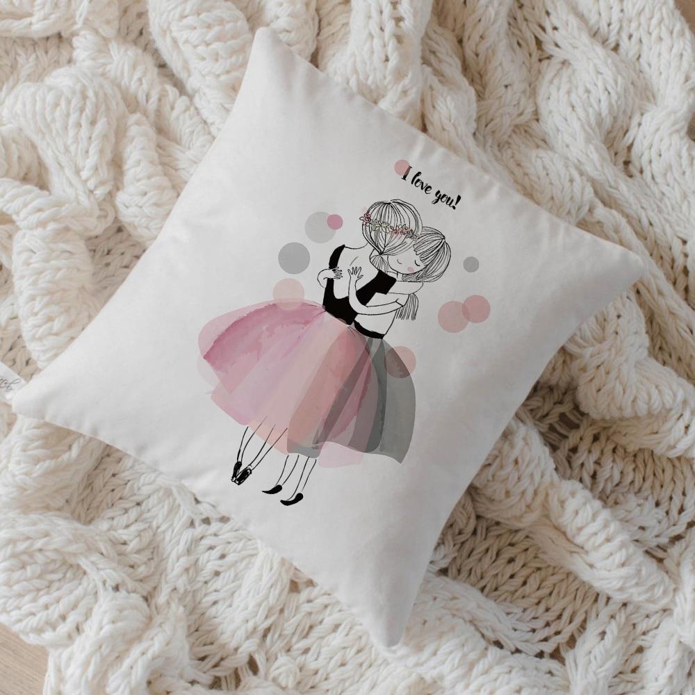 Nordic Style Pink Ballet Girl Cushion Cover Decor Pillow Case Cushion Decorative Home Decor Sofa Bedroom Throw Pillow 45x45cm