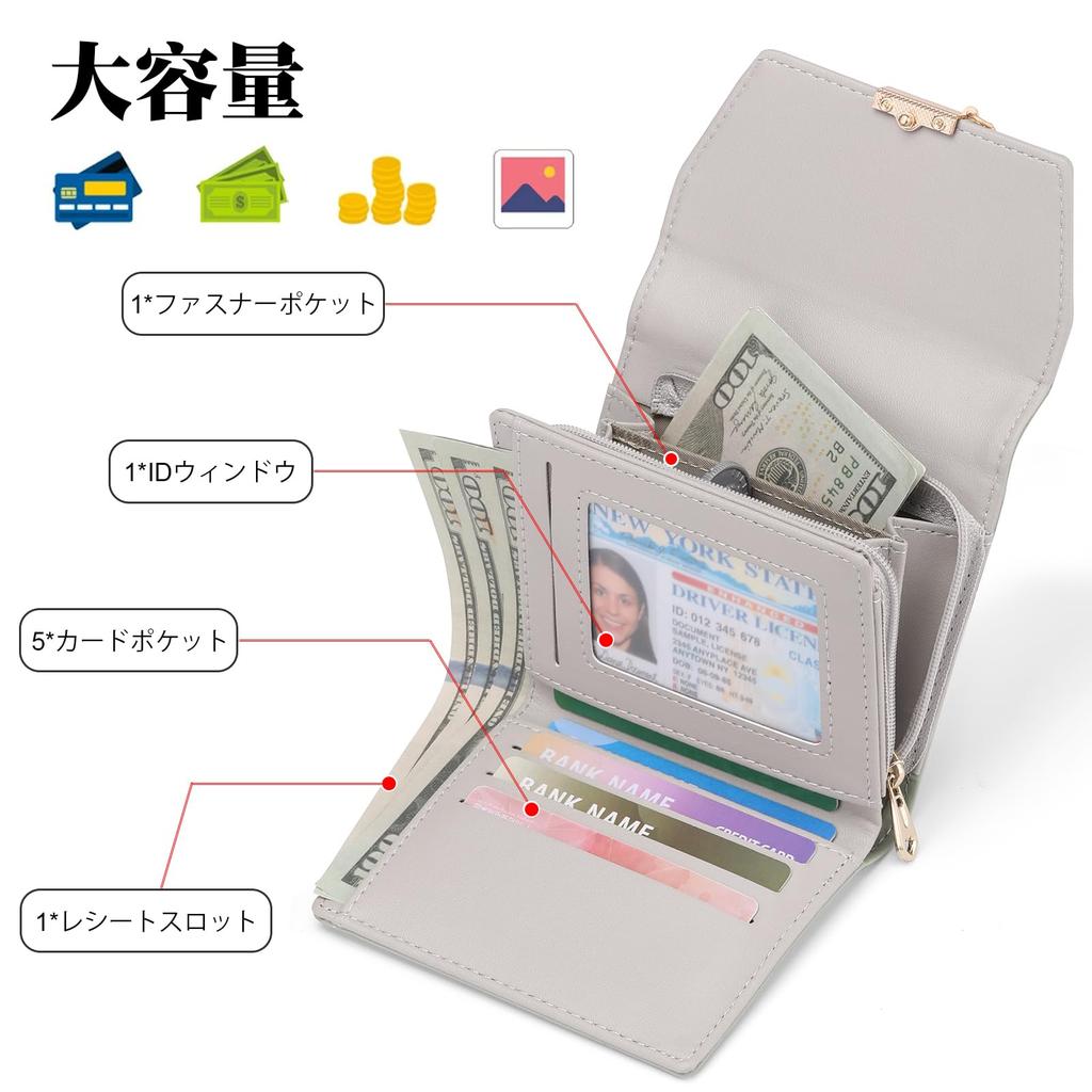 RNIEGA Women's Bifold Wallet, Popular, Lightweight, Compact, Small, Folding Wallet with Coin Purse, Card Slots, and Anti-Skimming Features, Cute,