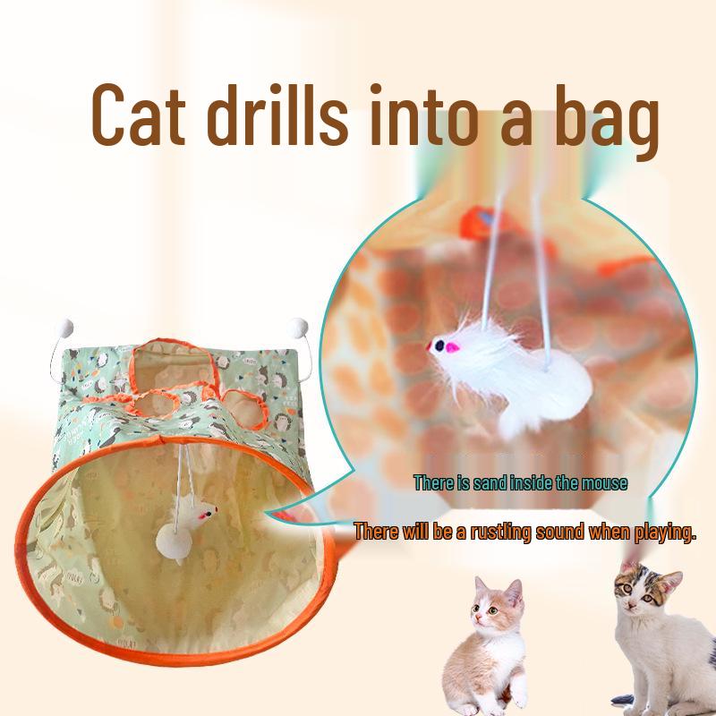 Interaktiver Katzentunnel Kuschelsack mit Knisterpapier-Spielzeug