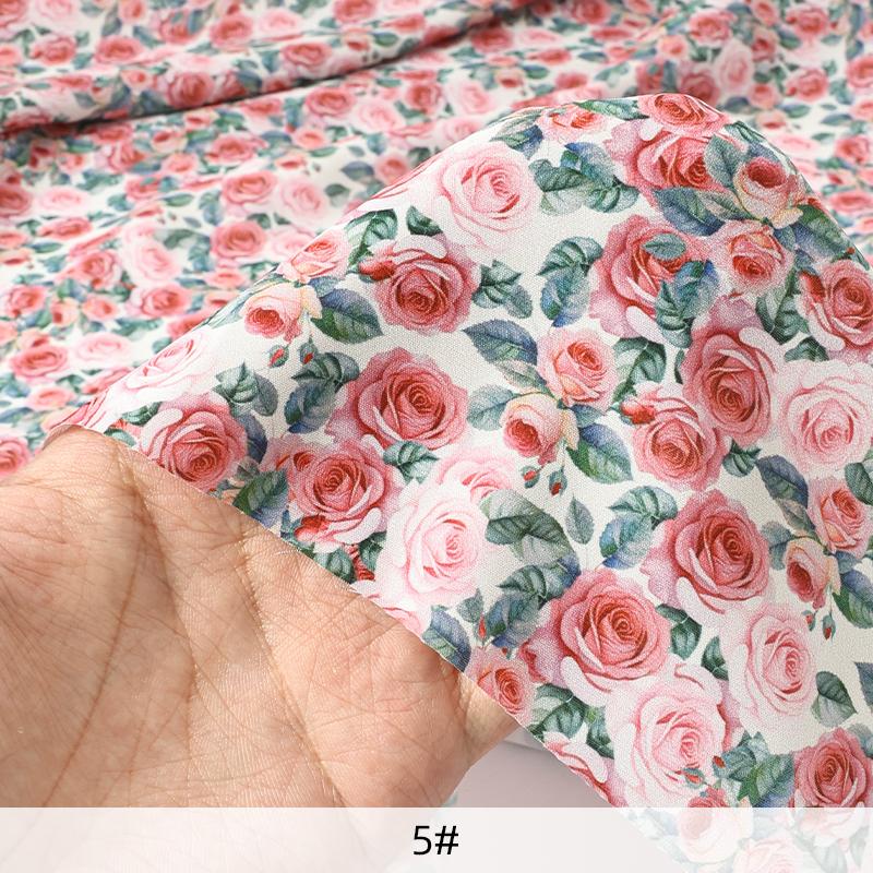 0,5 m/1 m/2 m Mjuk Rosmönstrad Chiffongtyg för Sömnad av Sommarklänningar, Skjortor, Sängkläder, Handgjorda DIY-Klädtyger TJ22839