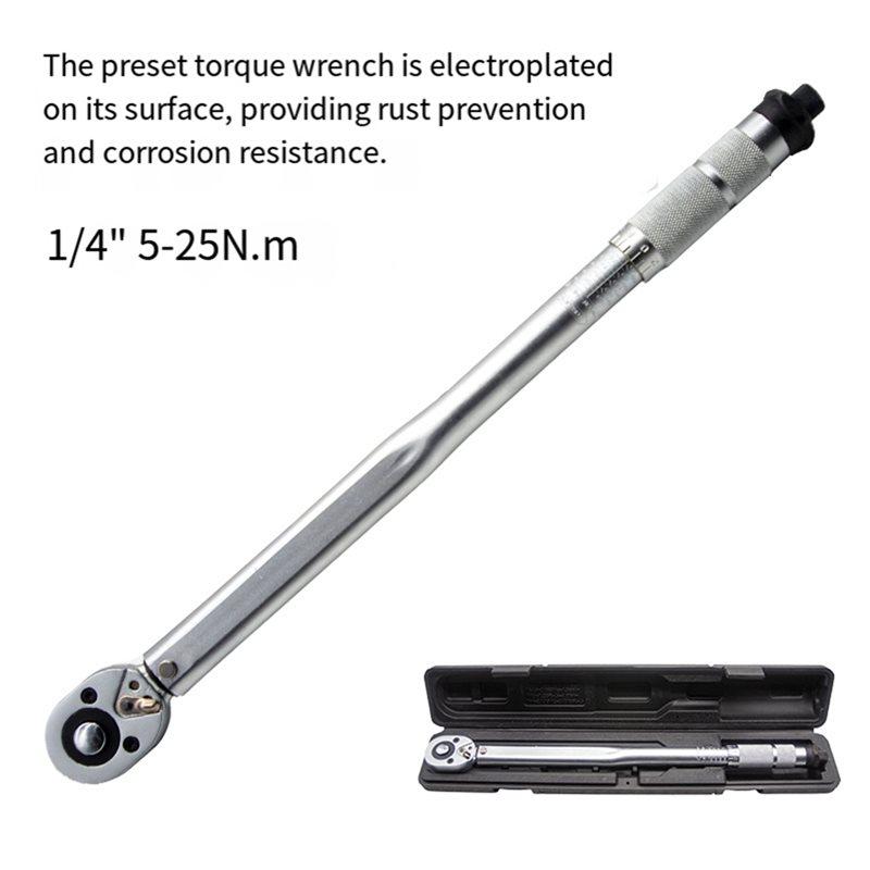 AT19-Large Torque Wrench 1/4, 3/8, 1/2 Inch Adjustable Torque Wrench Preset Functionality